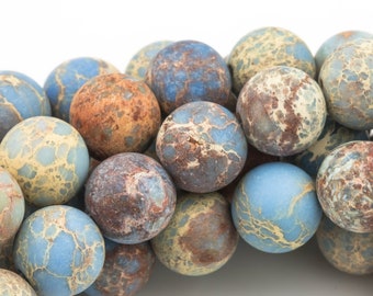 Natural AFRICAN Sea Sediment Jasper Matte round sizes 4mm, 6mm, 8mm, 10mm, 12mm- Full 15.5 Inch Strand- Gemstone Beads