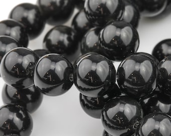 Natürliche hochwertige schwarze Obsidian Perlen, rund, 6mm, 8mm, 10mm, 12mm, 14mm, 16mm AAA Qualität glatte Edelstein Perlen