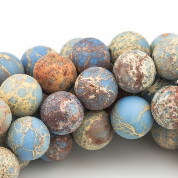 Natural AFRICAN Sea Sediment Jasper Matte round sizes 4mm, 6mm, 8mm, 10mm, 12mm- Full 15.5 Inch Strand- Gemstone Beads