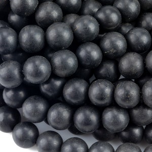 Natural Real Matte Jet Beads 6mm 8mm 10mm 12mm Round Beads AAA Quality  Gemstones 16&quot; Strand AAA Quality Gemstone Beads
