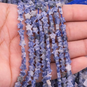 Natural Sodalite Beads 6mm Star Shaped Real Gemstone 15&quot; Strand Smooth Gemstone Beads