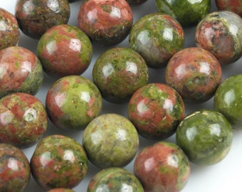 Natural Unakite Unikite Jasper  Round, 4mm, 6mm, 8mm, 10mm, 12mm- Full 15.5 Inch Strand- Wholesale Pricing AAA Quality Smooth