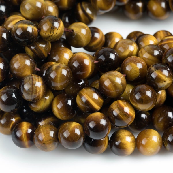 Natural AAA Quality Tiger's Eye Beads smooth round sizes 6mm 8mm 10mm 12mm High Quality Full Strand 15.5 inch Strand Gemstone Beads