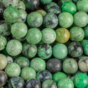 Natural Peruvian Turquoise Beads -   Round - 6mm 8mm 10mm or 12mm - Full 15.5&quot; inch strands  Smooth Gemstone Beads