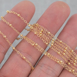 14kt Gold Filled 1.5mm Satellite Chain - Cable Chain with 2mm Balls - Chain for Permanent Jewelry - USA made-xc