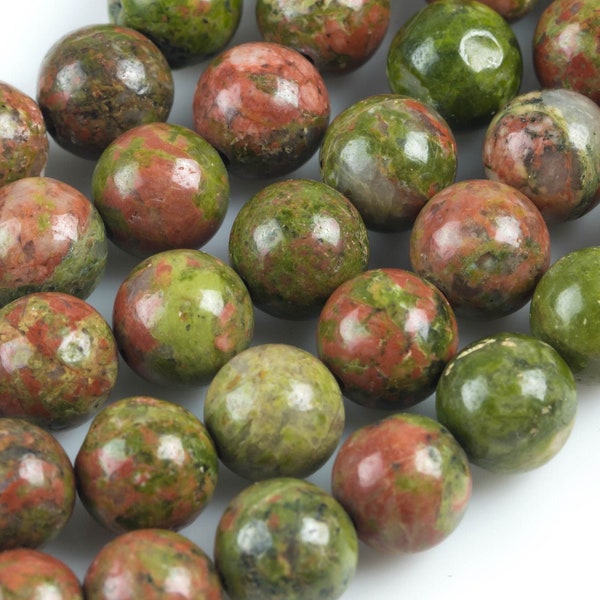 Natural Unakite Unikite Jasper  Round, 4mm, 6mm, 8mm, 10mm, 12mm- Full 15.5 Inch Strand- Wholesale Pricing AAA Quality Smooth