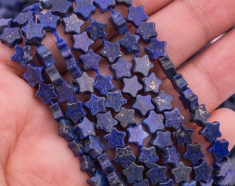 Natürliche blaue Lapislazuli Perlen 6 mm Sternförmige echte Edelstein 15 "Strang Glatte Edelsteinperlen