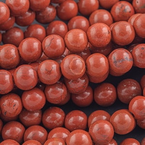 LARGE-HOLE beads!!! 8mm or 10mm smooth-finished round. 2mm hole. 7-8&quot; strands. Smooth -finished Red Jasper. Big Hole Beads