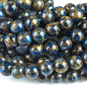 Mosaic Quartz Beads - Smooth Round - Royal Blue - 6mm 8mm 10mm