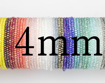 6pcs CUTE Stackable Tiny Petite Crystal Elastic Bracelets. High Quality Elastic. 3.5-4mm