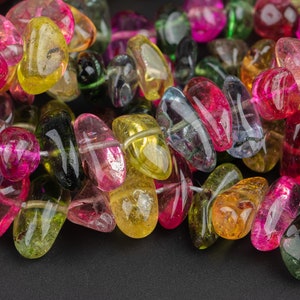 Natural Tourmaline Quartz Large Chips Beads - Around 9x13mm in dimensions -16&quot; strands - Wholesale pricing Gemstone Beads