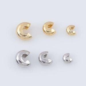 20pcs Gold Crimp Covers 4mm 3mm 2mm - Gold PVD Ion Plated Tarnish Resistant Crimp Covers