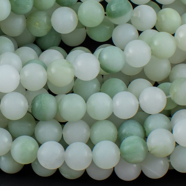 Natural Soft Green Burmese Jade Burma Jade 4mm 6mm 8mm 10mm 12mm Soft Green Pale Matte Round Beads 15.5" Strand Gemstone Beads