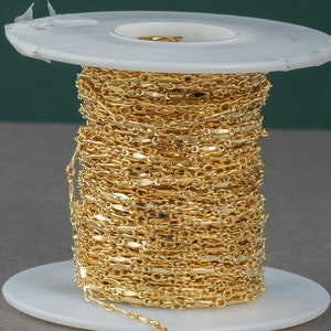 Gold Filled Flat Tubed Chain, 3 plus 1 Oval Links, Wholesale, USA Made, Chain by foot