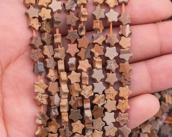 Natürliche Bilder Jaspis Perlen 6 mm Sternförmige echte Edelstein 15 "Strang Glatte Edelsteinperlen