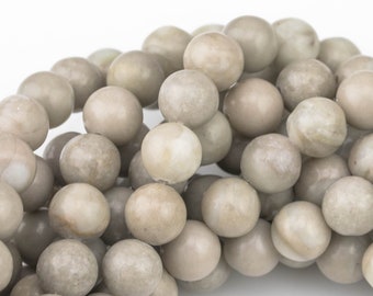 Natural Cream Gray Jasper, High Quality in  Round, 4mm, 6mm, 8mm, 10mm, 12mm, 14mm-Full Strand 16 inch Strand  Smooth Gemstone Beads