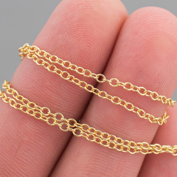 Gold Filled Drawn Flat Chain 1.6mm Heavy , Wholesale, USA Made, Chain by foot