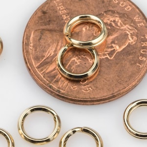 Anillo dividido redondo relleno de oro de 5 mm, 6 mm y 7 mm - Oro 14/20 - Fabricado en EE. UU. - 4-8 piezas por pedido - Anillo de resorte