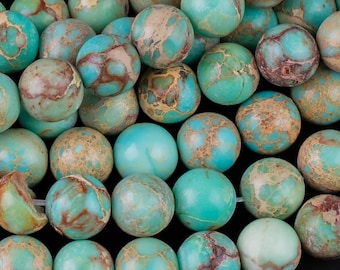 Natural Impression Sea Sediment Jasper Round Beads 4mm 6mm 8mm 10mm Aka Snake Skin Jasper Aqua Terra Jasper 15.5" Strand  Smooth