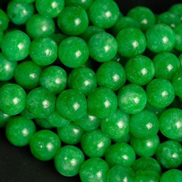 Emerald Green- JADE Smooth Round-  6mm 8mm 10mm 12mm-Full Strand 15.5 inch Strand AAA Quality