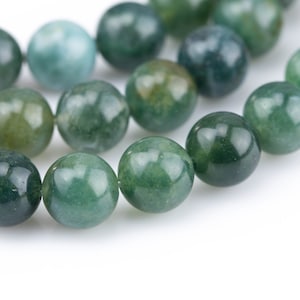 Natural Moss Grass Agate Beads Grade AAA  Round- 4mm, 6mm, 8mm, 10mm, 12mm- Full 15.5 Inch Strand AAA Quality  Smooth Gemstone Beads