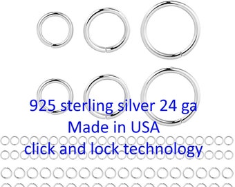 925 Sterling silver Jump Rings 24 Gauge 24 ga SS - Made in USA - 3mm 3.5mm, 4mm, 5mm, 6mm