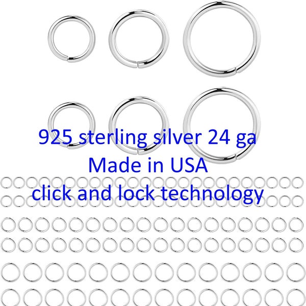 925 Sterling silver Jump Rings 24 Gauge 24 ga SS - Made in USA - 3mm 3.5mm, 4mm, 5mm, 6mm