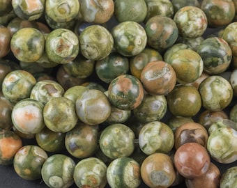NATURAL Rhyolite Rain forest Jasper AAA Grade Rhyolite Round Full Strand 6mm, 8mm, 10mm, 12mm, 14mm, 16mm, 18mm, 20mm- Full 15.5 Inch Strand