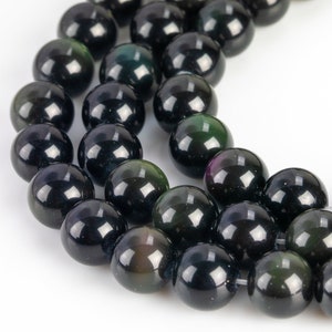 Natural Rainbow Obsidian Smooth Round Beads 4mm 6mm 8mm 10mm 12mm 16mm 15.5" Strand