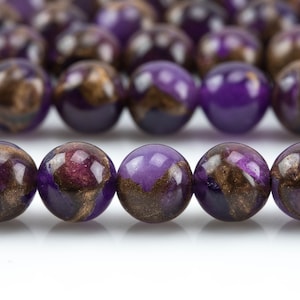 Smooth Purple Mosaic Quartz Beads - Smooth Round AAA Quality AAA Quality