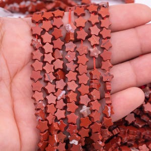 Natural Red Jasper Beads 6mm Star Shaped Real Gemstone 15&quot; Strand Smooth Gemstone Beads