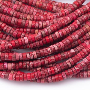 Red Sediment Jasper Heishi Discs Beads 2x4mm 3x6mm 15.5&quot; Strand