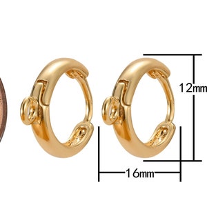 4 pcs 18kt Gold hoop huggie one touch w/ open link Lever Hoop earring making, 12x16 mm, arring Charm Making Findings