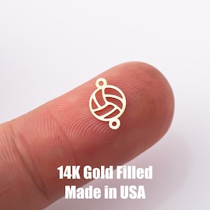 gold filled Volleyball connector - sterling silver or Gold filled- permanent jewelry word connectors- charm, pendant, Sport connector