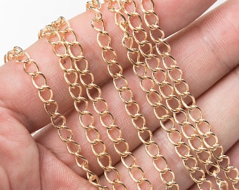 SOLDERED High Quality Gold Plated Strong Flat Chain - 2 Sizes: 2mm or 3mm Width - 1 yard / 3 feet - Can be used for extenders!