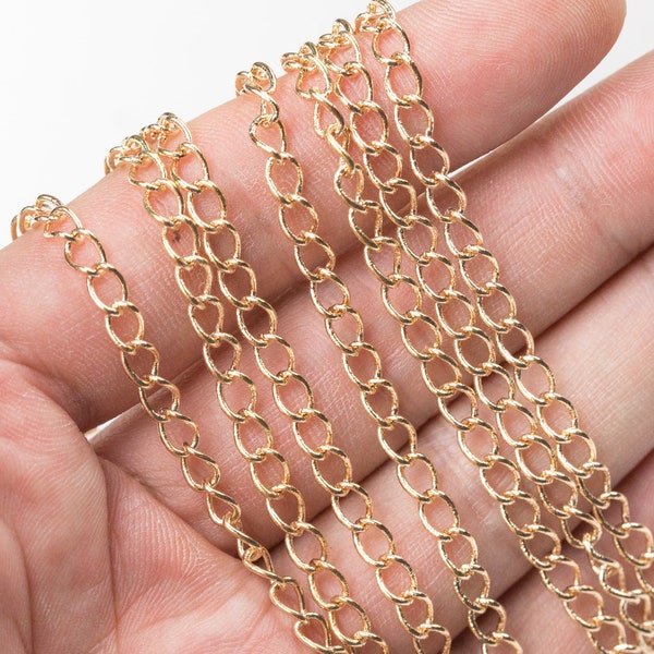 SOLDERED High Quality Gold Plated Strong Flat Chain - 2 Sizes: 2mm or 3mm Width - 1 yard / 3 feet - Can be used for extenders!