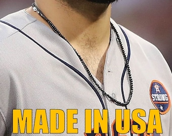 ASTROS PITCHER Lance McCullers's zwarte ketting-natuurlijke zwarte Spinel ketting 22 inch-Houston Astros-sterling zilver-zeer sprankelend!