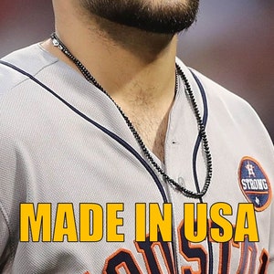 Major League Baseball zwarte ketting - natuurlijke zwarte spinelketting 22 inch - sterlingzilver - zeer sprankelend!