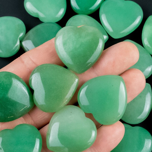1 Pc Green Aventurine Heart Hearts Healing Stone - Size approximately 30x30mm / 1" x 1" - Natural Gemstone Hearts