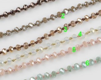 Knotted crystal necklaces With Toggle Clasp Crystal- 34 Inches Long- 6mm- Long Necklace