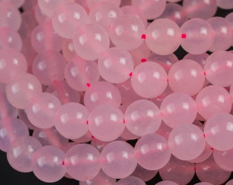 Natural Madagascan Rose Quartz, High Quality in  Round -Full Strand 15.5 inch Strand. Wholesale pricing! AAA Quality  Smooth Gemstone Beads