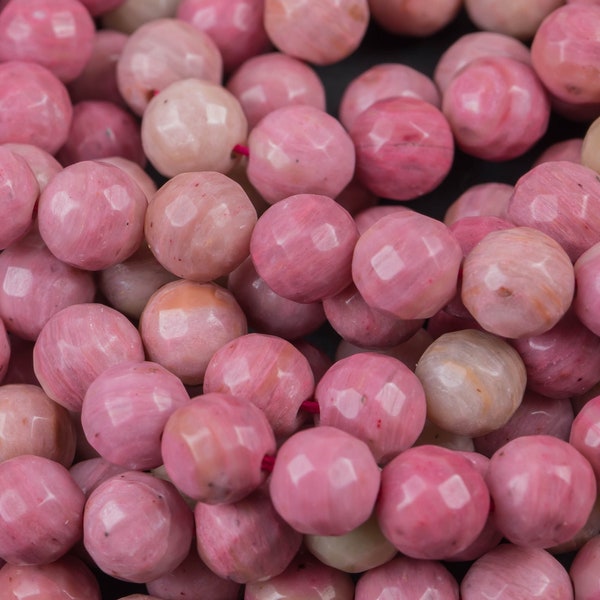 Natural Rhodonite Beads Grade AAA Faceted Round 4mm, 6mm, 8mm, 10mm, 12mm, 14mm AAA Quality Gemstone Beads