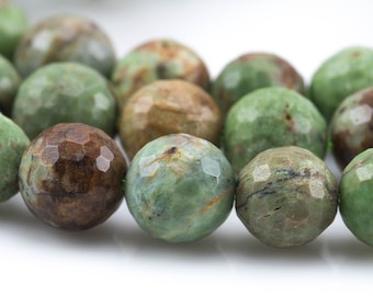 Natural Green Opal Faceted Round 8mm, 10mm, 12mm Gemstone Beads