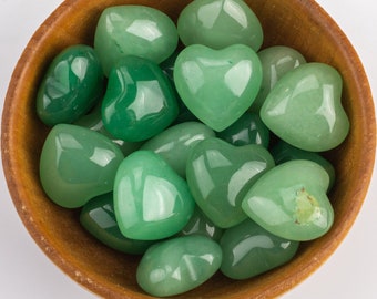 1 Pc Natural Green Aventurine Heart Shaped Healing Stones Gemstone Hearts Healing Stones-15mm- .5 inches