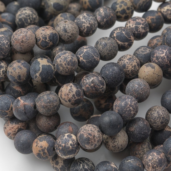 Natural AFRICAN Black Sea Sediment Aqua Terra Jasper Matte round 4mm 6mm 8mm 10mm 12mm Full 15.5 Inch Strands AAA Quality Gemstone Beads