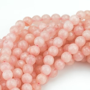 ミディアムピーチジェイド、高品質ファセットラウンド - 6 mm、8 mm、10 mm、12 mm - フルストランド 15.5 インチストランド