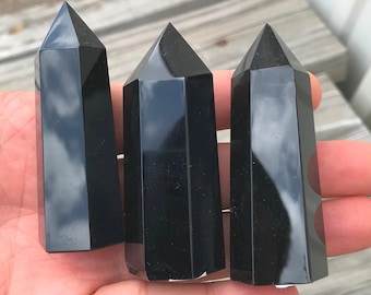 Natural Obsidian Obelisk Tower Point wand healing crystal