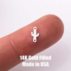 Conector de cactus de joyería permanente: detalle intrincado, chapado en oro de 14 kt o plata esterlina, fabricado en EE. UU., personalizado