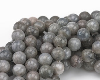 Gray Jade, High Quality in Smooth Round- 6mm, 8mm, 10mm, 12mm   -Full Strand 15.5 inch Strand AAA Quality