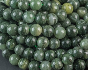 Natural Green Ocean Jasper Rutilated Quartz 6mm 8mm 10mm Smooth Round Beads From Madagascar 15.5" Strand Gemstone Beads